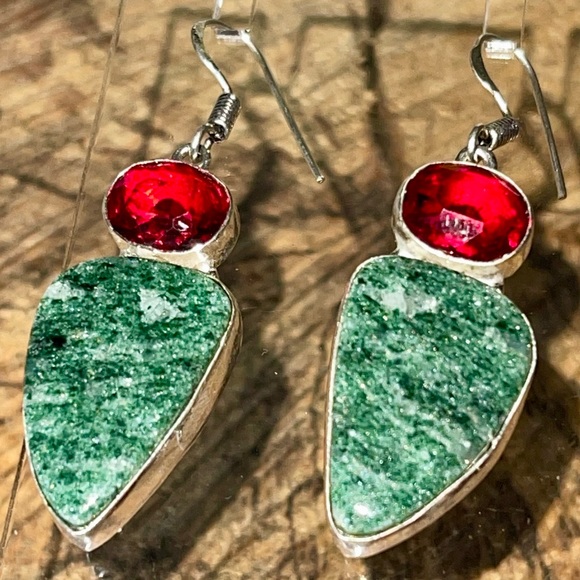 Green Aventurine Earrings 2” - Picture 1 of 7